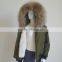 Myfur Newest MA1 Bomber Jacket with Real Raccoon Fur Collar Reversible Jackets