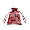 Hot Sale Red Christmas Stocking Pattern Polyester Jewelry Drawstring Gift Bags