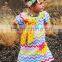 African Kitenge Dress Designs Easter Day Mutil Color Chevron Baby Girl Dress Chick Printed Kids Clothes