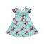 Casual Design A-line Summer Ruffles Cold Shoulder Floral Dress For Girls