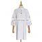 TWOTWINSTYLE Patchwork Appliques Dress Female Stand Collar Puff Three Quarter Sleeve Loose Ruched