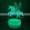 Custom  led night light lamp 3d illusion usb acrylic unicorn night light for for kids gifts bedroom