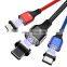 2020 Amazon Popular Micro USB Cable Mobile Phone Type-C IOS and 5V 3A Fast Charging USB Nylon Data Cable Transferring Charger