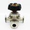 SS316 hygienic 3 way T type diaphragm valve with membrane