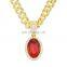 New Arrival Hiphop Rapper Tennis Chain With Green Ruby Stone Pendant Necklace For Women and Men