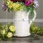 White Pitcher crackle shabby chic Rustic antique farmhouse Ceramic Flower Vase for flower Home Decor