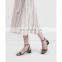 Women latest and stylish design snake print block heels with ankle strap ladies sandals shoes