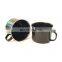 6cm matte black cast iron speckled custom logo print enamel camping mug