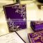 Purple wedding Invitation Box with Floral Embroidery- WHOLE SALE