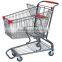 Wire shopping cart with baby strap