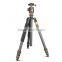 QZSD-Q1088C Professional carbon fiber video tripod digtital & dslr camera tripod and monopod 1670mm great height 15kg load