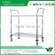 2015 hot sell NSF 36x18 inch 3 layer chrome double handle wire hand trolley with wheels (YB-WS036)