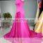 ASAM-01 Sleeveless O-neck Zipper Back Court Train Satin Mermaid Evening Dresses 2016