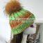 Customized colour Fashion Popular Female Hat With Raccoon Fur Ball