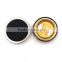 20mm black fabric covered spring snap buttons with silver metal edges