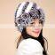 2016 New Style Lady's Floral Winter Fur Hats Europe Luxury Style Mink Fur Knitted Beanie Hat For Girls