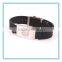 Noproblem D001 Tourmaline Stainless Steel Therapy Crystal Silicone Power Magnetic Bracelet