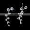Painting meteor cartilage leaf earring CZ flower long earring