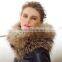 2016/2017 Newest Design Genuine Featured Net Knit Raccoon Fur Scarf for Yong Women Jackets Big Fur Neckwear Shawl