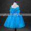 2015 Europe market hot sale blue Princess kids dress latest design boutique shop fashion baby girls party wear dress