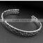 C shape antique silver vintage punk engraved stainless steel bangles