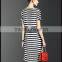 Women's Clothing Casual Temperament Simple Sexy Short-sleeved Striped Dress Spring Summer Wild