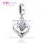 S160A Pink Heart Ston Solid 925 Sterling Silver Baby Foot on baby foot on Heart charm Pendant