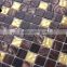 SMG12 Brown glass mosaic Swimming pool tile with gold line Bathroom wall mosaic