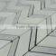 carrara gray and white honed 3d herringbone marble mosaics