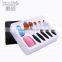 Wholesale 7pcs Rose gold tooth brush shaped Beauty Brush Set with Silicone brush cleaner and Sponge
