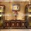Luxury French Baroque Style Dining Room Glass Sideboard & Hutch/ 4-Door Handmade Carved Kitchen Cupboard Furniture