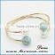 turquoise fashion white and green color alloy cuff wire bangle