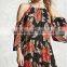 Women Open Shoulder Floral Print Rayon Fashion Dress