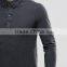 Custom Long Sleeve Button Placket Split Hem Dark Grey Contrast Men's 100% Cotton Jersey Pre Shrink Slim Fit Casual Polo Shirt