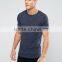2016 High Quality Custom Plus Size Short Sleeve Crew Neck Navy Mens Cotton Elastane Skinny Fitness Casual Plain solid T-Shirt
