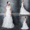 wedding gowns 2017 bridal dress Round neck chiffon Sleeveless elegant prom wedding gowns Mermaid Lace wedding dress AS292