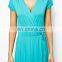 CHEFON Wrap Front blue maxi dress