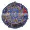 Multi Patch Ottoman Pouf Cover Round Patchwork Design Cotton Embroidery Ottoman Cover