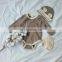 Korean newborn baby long-sleeved one-piece romper winter clothes toddler baby cotton triangle romper bag fart clothes with hood