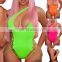 Lace Up Side Garter Neon Swimsuit Tanga Swimming Suit For Women Bather One Piece Monokini bikinis 2020 beachwear swimwear