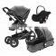 jolly baby stroller leather  baby stroller 3 in 1 leather pram