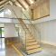Modern Wood Stairs Treads Indoors Staircase Steel Handrail Design Open Tread Glass Railing Straight Staircase