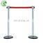 Iron base stainless steel belt crowd control retractable barrier queue stanchion pole