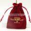 Christmas Gift Packaging bag high quality velvet bag with logo hotstamping