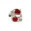 Rose with gemstones silver ring