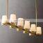Modern Brass Paillaac Fabric Shade Linear Chandelier Custom Indoor Lighting for Living Room or Restaurant for Ceilings