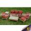 Outdoor furniture cheap price garden treasures 3 seaters rattan sofa set with waterproof cushion
