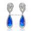 Party wear jewelry blue stone golden earring designs for women