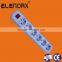 Europe style 6 way extension power socket with grounding and switch (E8006ES)