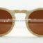 JM583 Vintage Cute Eyewear for Women Designer Brown Lens Polarized Round Wood Sunglasses